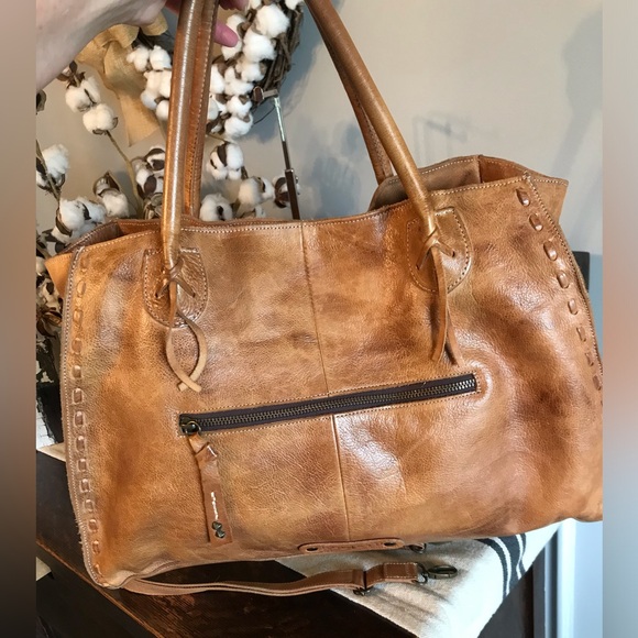 Bed Stu Leather Rockaway Shoulder Crossbody Bag Tote Tan Rustic MSPR $330 - Picture 4 of 14